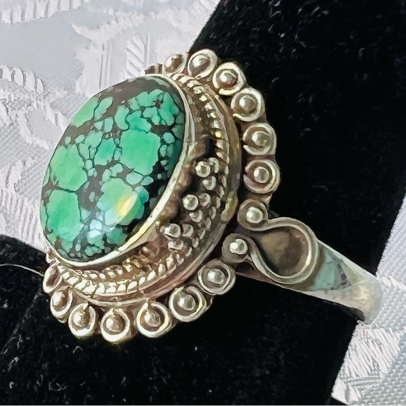 STERLING SILVER TURQUOISE RING 8.5 - Picture 7 of 9